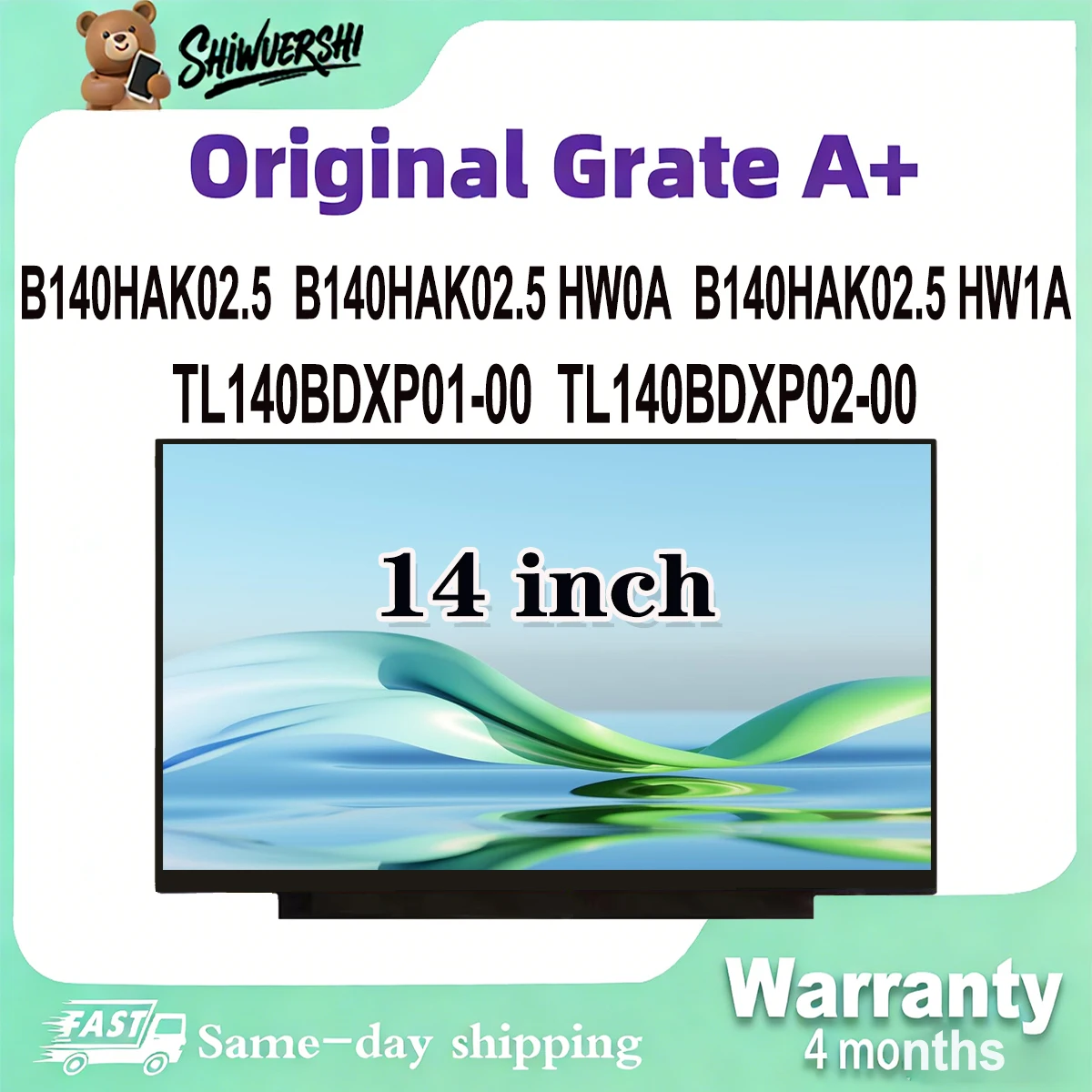 

Original New A+ 14 inch Slim Laptop Lcd Screen Panel B140HAK02.5 B140HAK02.5 HW0A B140HAK02.5 HW1A TL140BDXP01-00 TL140BDXP02-00