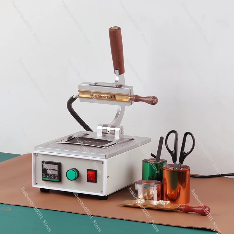 

Manual Leather Embossing Press - Brass Type Stamp Set for DIY Leathercraft, Hot Foil Stamping Machine with Letters/Numbers