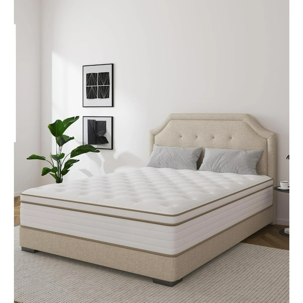 King Size Mattress,12 Inch Hybrid Mattress in a Box with Gel Memory Foam,Individually Wrapped Pocket Coils Innerspring,Pressure