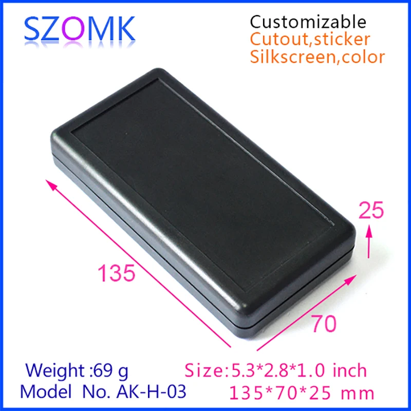 SZOMK 135*70*25mm hot sales abs plastic electrical wired enclosure 2x AA battery holder handheld instrument box plastic housing