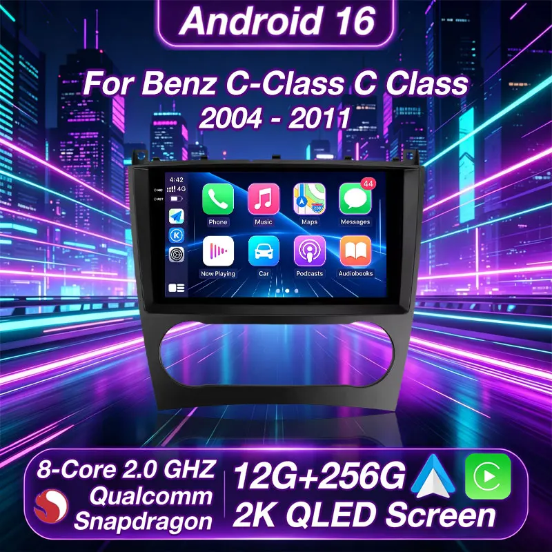 Android 16 Car Radio For Benz C-Class C Class W203 W209 C180 C200 CL203 C209 A209 2004 - 2011 GPS Multimedia Player Navi Carplay