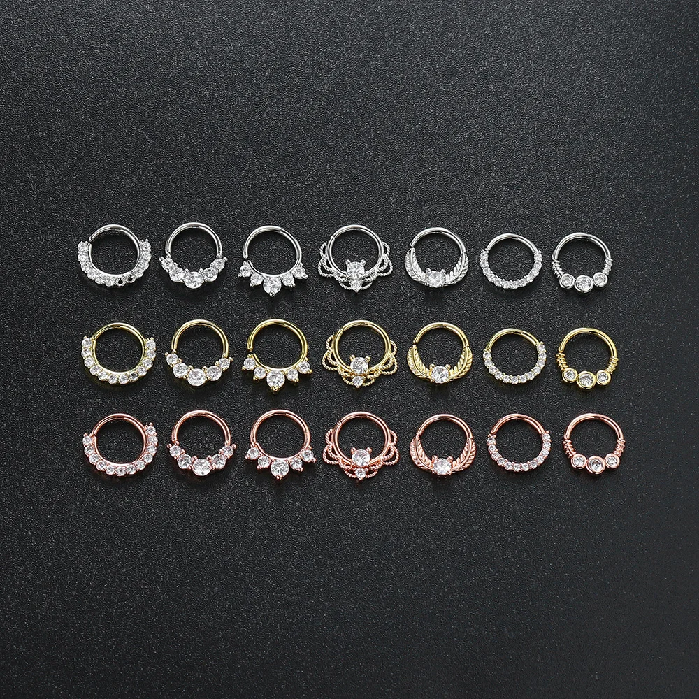 1PC Nose Rings for Women Punk Gothic Micro-set Zircon Cartilage Daith Earrings Septum Ring Body Ear Piercing Jewelry KAE133