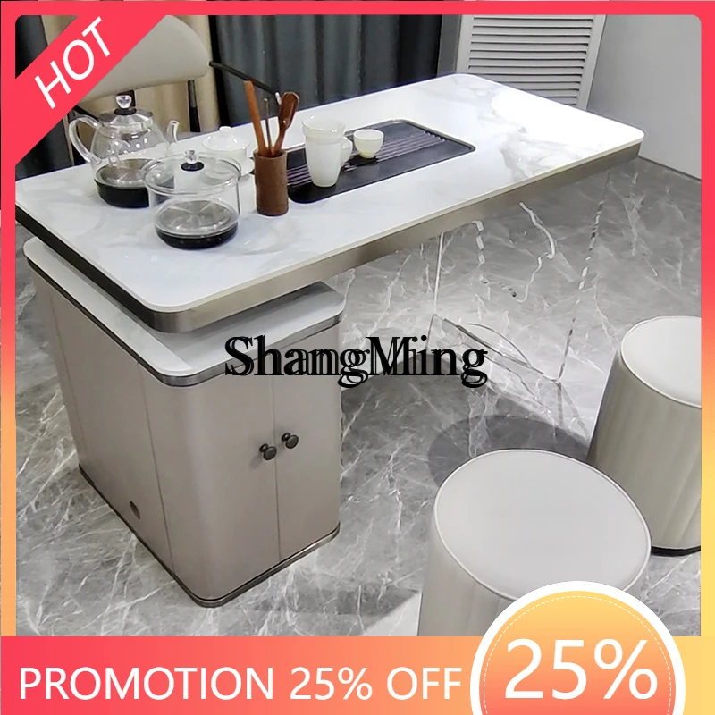 

FG luxury balcony rock slab tea table and chair combination household integrated tea table modern stone tea table