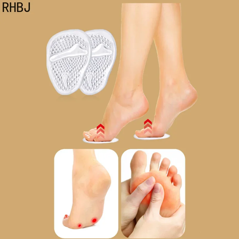 RHBJ High Heel Cushion Shoes Front Forefoot Half Sole Pads Thickened GEL Anti-Slip Pain Relief  Arched Palm Cushion Foot Pad