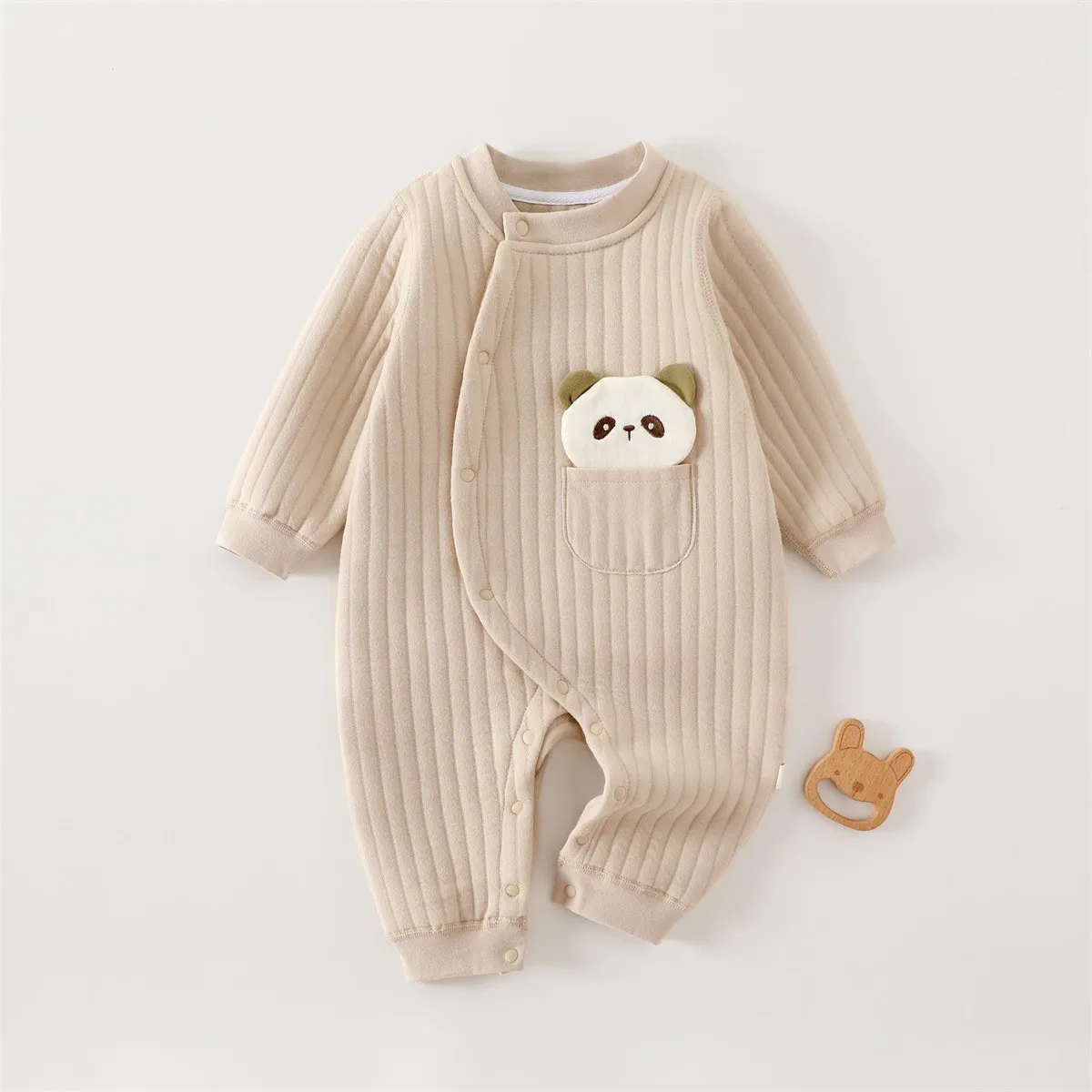 Somenie Baby Spring and Autumn Boneless Romper Infant and Toddler Padded Cotton onesie Cartoon Romper Newborn Class A