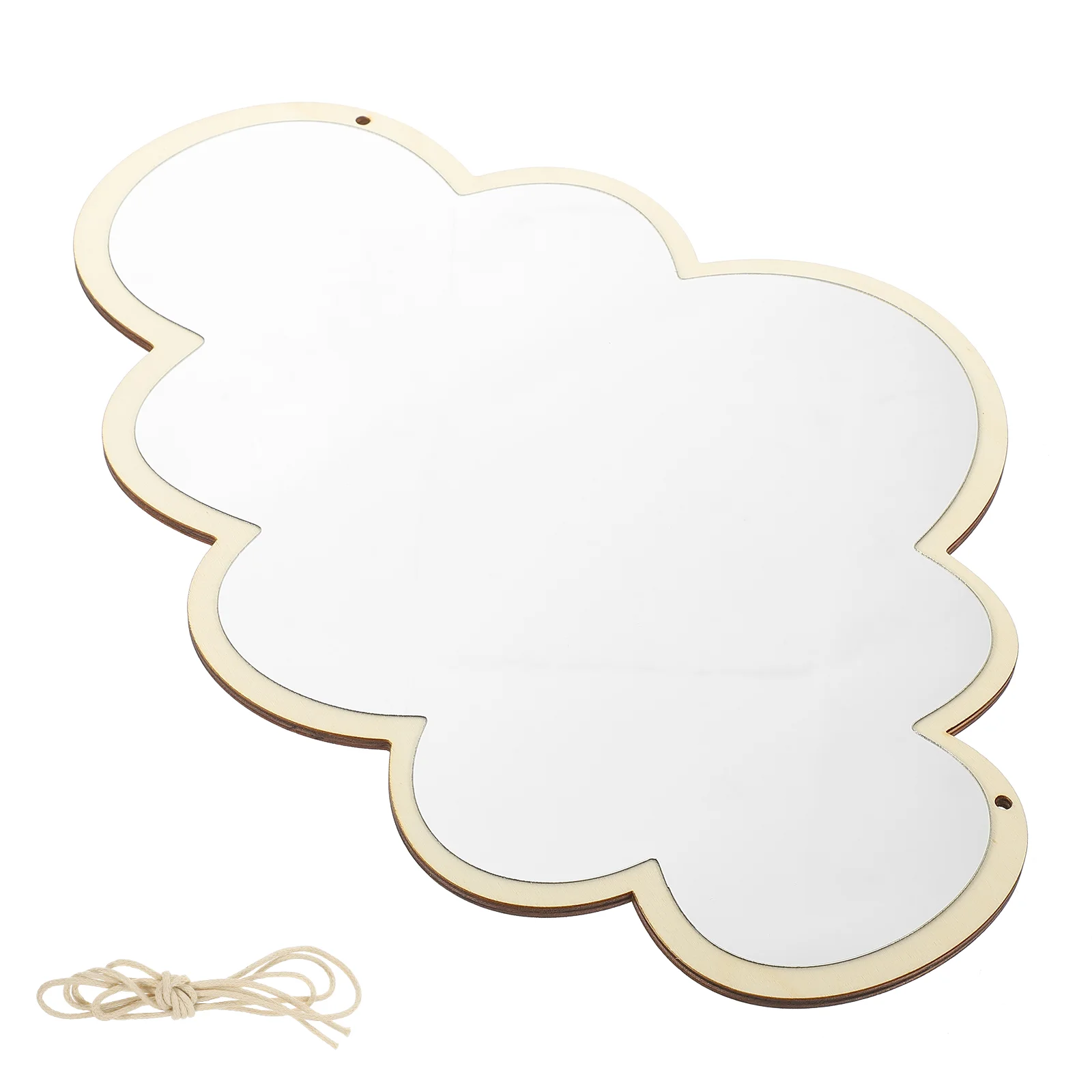 Children's Room Wall Hanging Decorative Mirror Nordic Home Decoration Wavy Cloud Creative Wood Frame Vanity