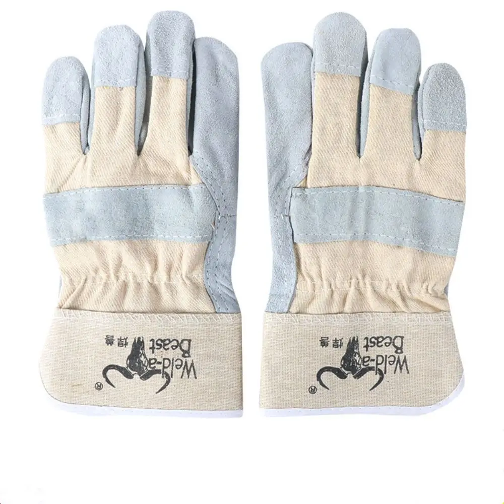 

1 Pair Abrasion Resistant Leather Welding Gloves Thickened Labor Protection Cowhide Work Gloves Puncture Resistant