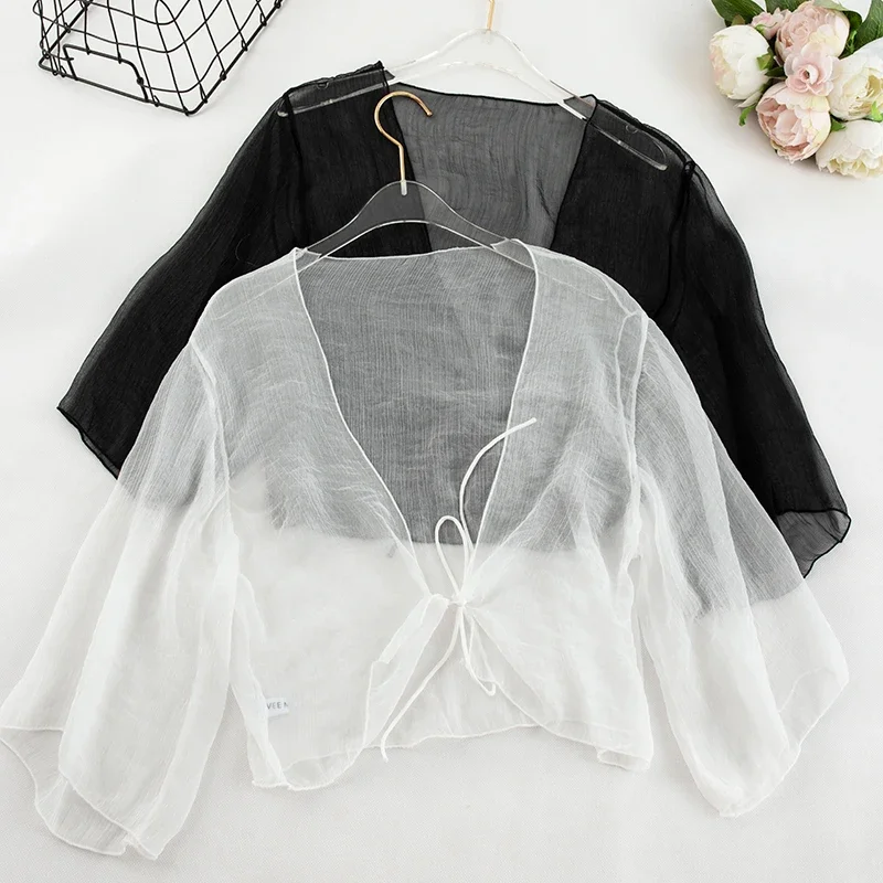 Rin Confa Women Chiffon Shawl Short Section Small Shawl Sunscreen Clothing Female Summer Cardigan Small Jacket Thin Section Top