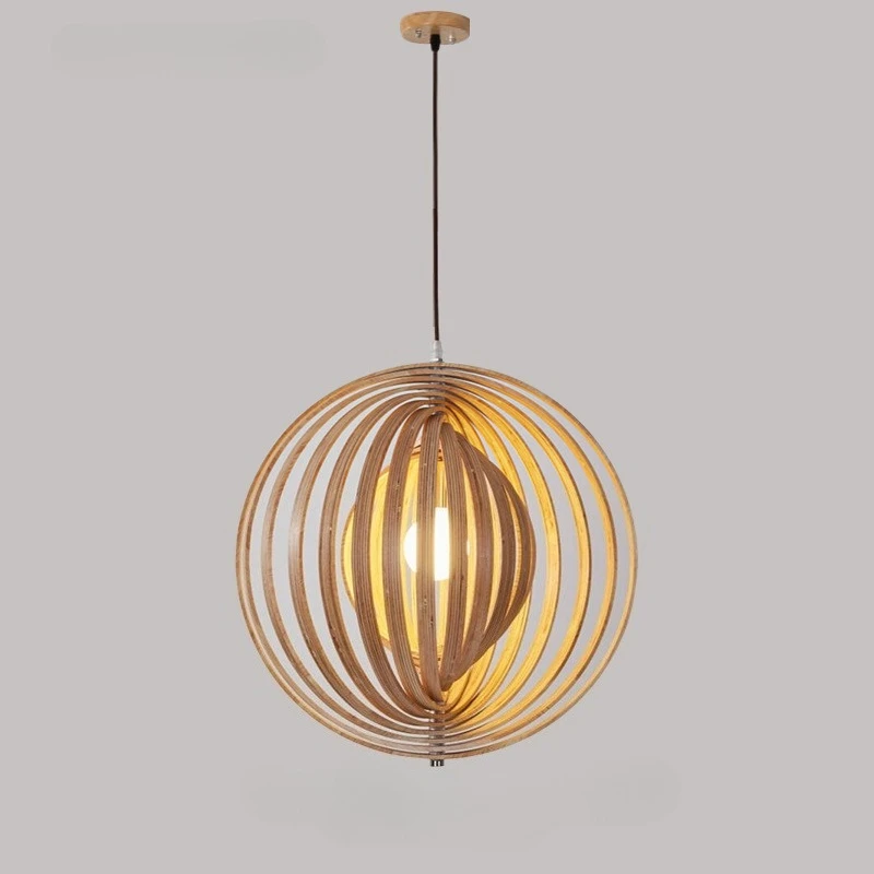 Creative Full Moon Pendant Light Ceiling Modern Simple Log Style Chandelier Restaurant Bar Hanging Lamps Kitchen Island Lighting