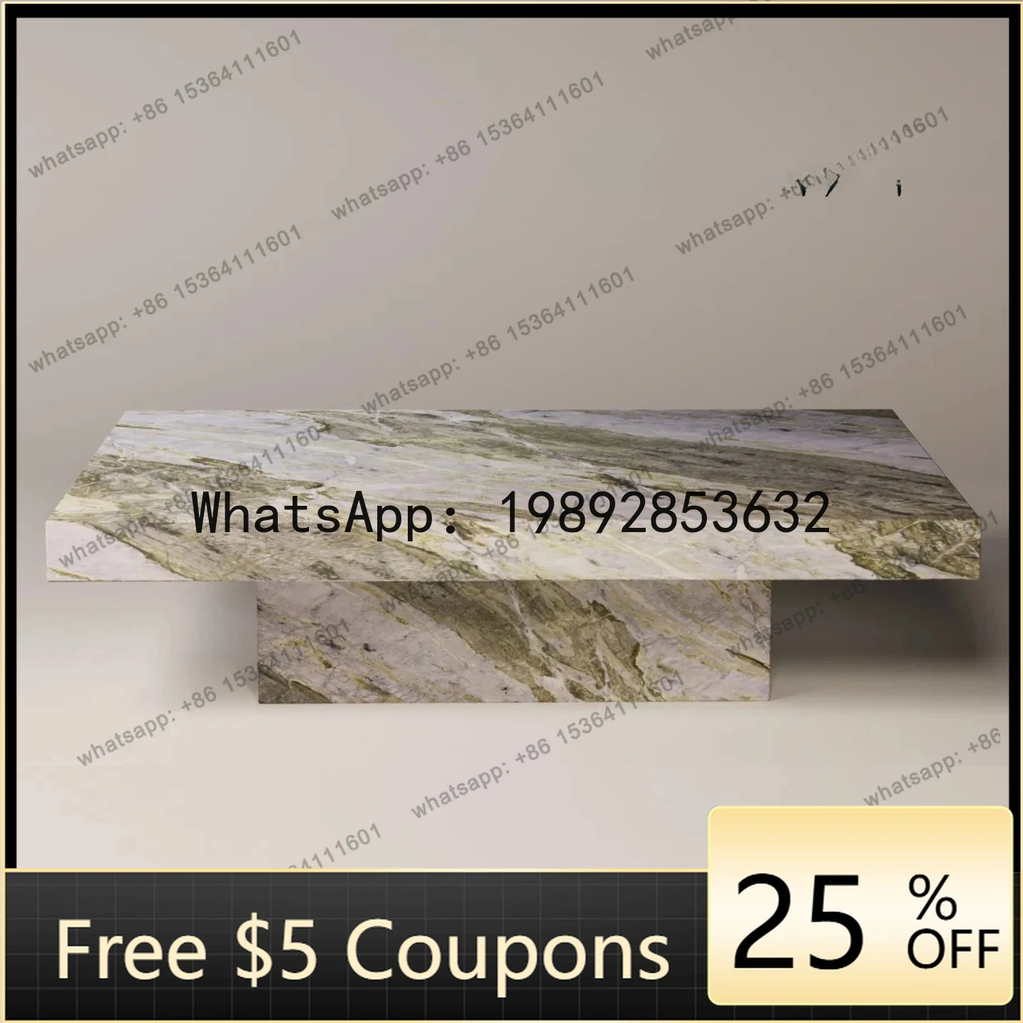 

AB Italian minimalist natural marble coffee table light luxury modern living room high-end designer creativity