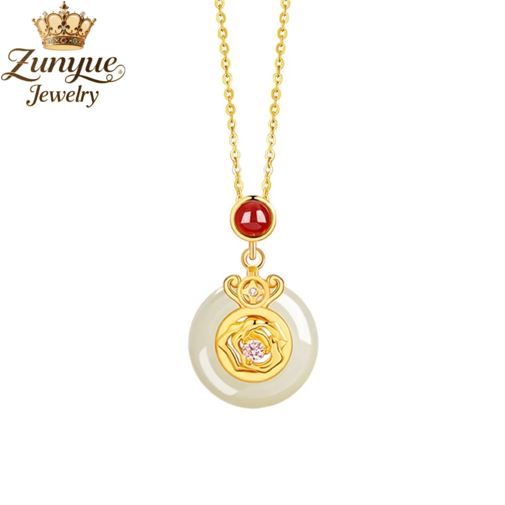 High-End Natural Hetian Jade Flower Pendant Luxury Quality Jewelry Fashion Jewelry Exquisite Charms Elegant Popular Best Selling