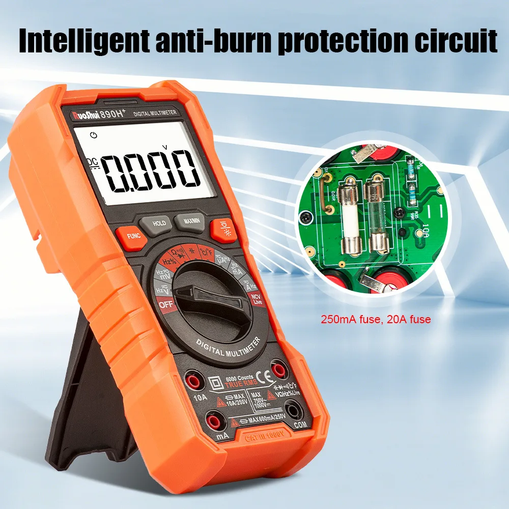 890H+ Digital Multimeter Auto Range NCV Hz Ture RMS Meter AC/DC 6000 Counts Professional High Precise Multimetro Tool