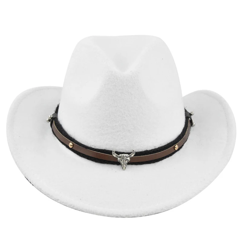 

Women'S Men Western Ethnic Style Denim Hat Retro Jazz Hat Autumn And Winter Wide Brimmed Bull Shaped Decorative Adult Bull Hat