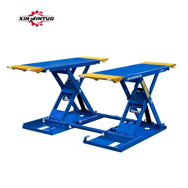 Portable Mid-Rise Scissor Car Lift Ramp 3000KG Hydraulic Vehicle Elevator With Electric Actuation Car Lifting