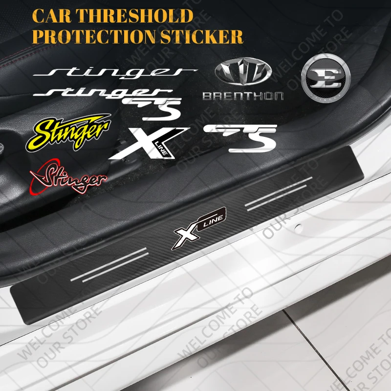 4/5PCS For Stinger GTS X Line Brenthon LOGO Sorento Ceed K5 K9 K3 Niro Rio Car Door Sill Stickers Trunk Anti-Scratch Decals