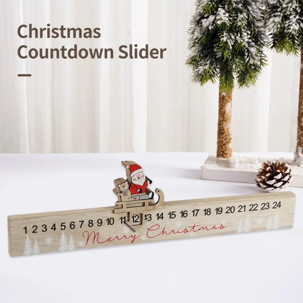 Christmas Countdown Slider High-quality Wood Santa Claus Festive Wooden Christmas Santa Countdown Calendar for Holiday