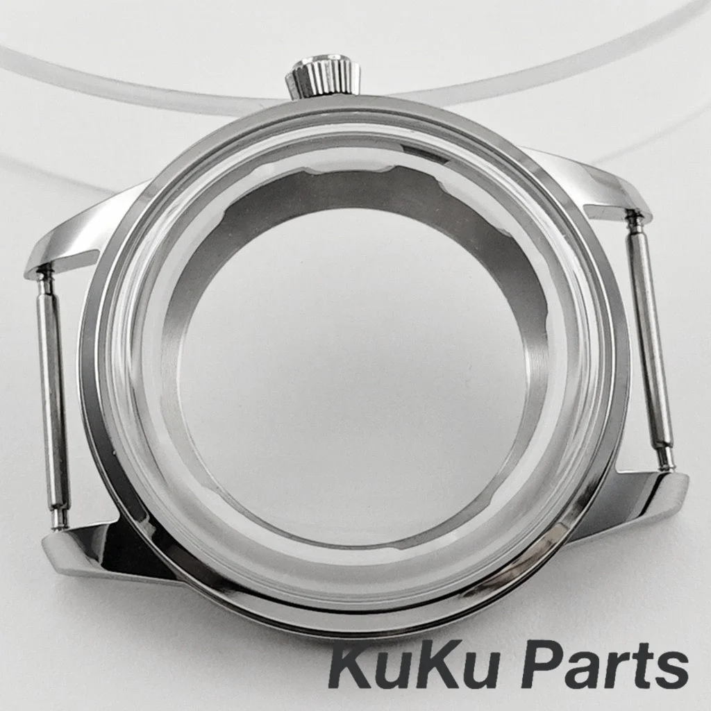 Silver NH35 40mm Cocktails Case Stainless Steel Silver Cocktails Arched Glass Watch Case Fit NH34 NH35 NH36 NH38 NH70 Movement image 5