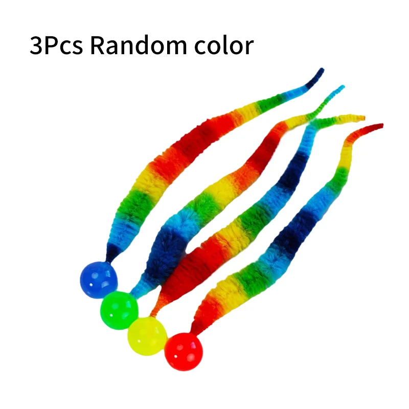 3 Teile/satz Haustier Spielzeug Raupe Elastische Ball Katze Spielzeug Regenbogen Wurm Springenden Ball Indoor Katze Raupe Elastische Interaktive Spielzeug