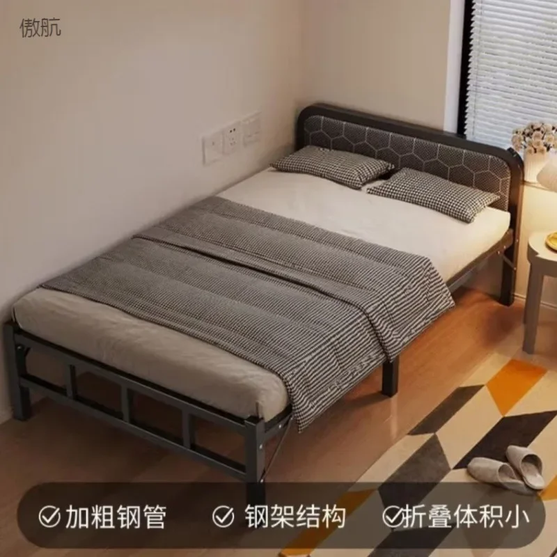 Folding Bed Single Bed Home Office Lunch Break Simple Wooden Portable Escort Rental House Iron