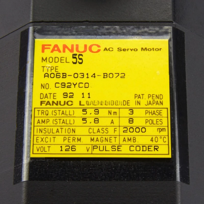 

Fanuc A06B-0314-B072 Servo Motor Tested ok In Stock Fast Shipping