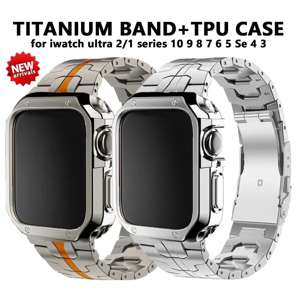 

TPU Case Titanium Strap Cover Apple Watch Ultra 2 49mm Band 46mm 42mm 41mm 45mm 40mm 44mm Band+Case Iwatch 10 9 8 7 6 5 4 Se 3 2