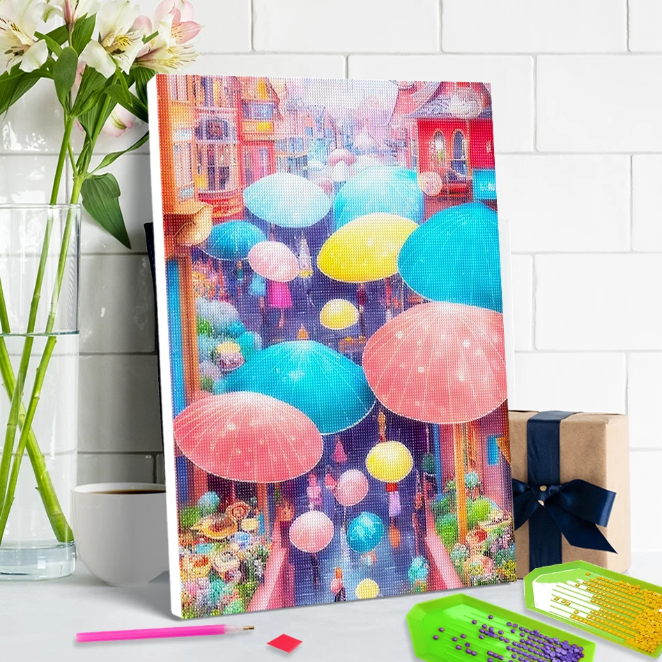 

SDOYUNO 5D Diamond Painting For Beginner 5D Diamond Pictures 20X30cm ready frame Colorful Umbrella Full Square/Round Drill Kits
