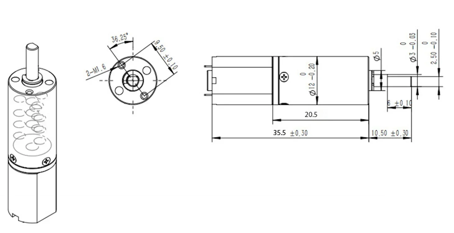 Micro N20 12mm Planetary Gearbox Gear Reduction Motor DC 3V 3.7V 5V 6V 50RPM-100RPM Slow Speed Large Torque Engine DIY Car Robot
