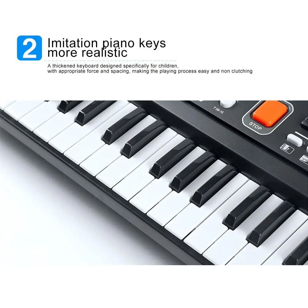 Teclado de Piano de 37/49 teclas para niños, Piano Digital electrónico con micrófono, aprendizaje de música educativa para principiantes, juguetes de regalos