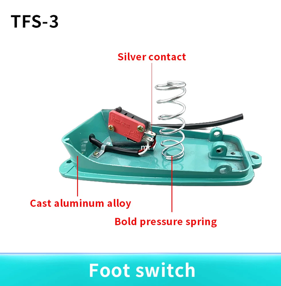 สวิตช์เท้า TFS-3แบบ MFS-3 FS-3สวิตช์แป้นเหยียบแป้นเหยียบแป้นเหยียบสวิตช์อลูมิเนียม10A สายสั้น