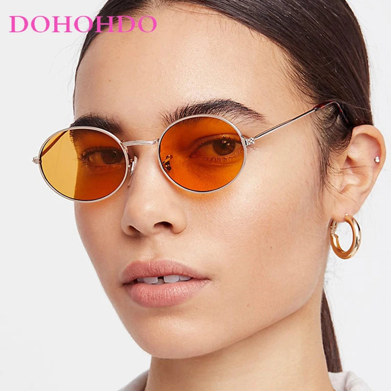 Luxury Brand Design Retro Oval Metal Sunglasses For Women Men Trendy Round Y2k Sunnies Small Style Vintage Shades Sun Glasses