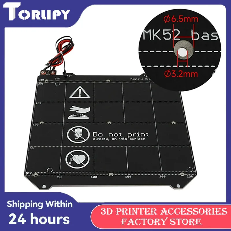 

24 В PRUSA i3 MK52 MK3S плита для горячей кровати с магнитной версией 24 В 220 Вт простыня с мягким магнитом для деталей 3D-принтера