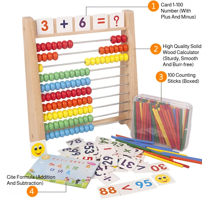 Wooden Abacus Counting Frame Educational Toy for Children Ideal for Kindergarten and First Grade Math Skills Development