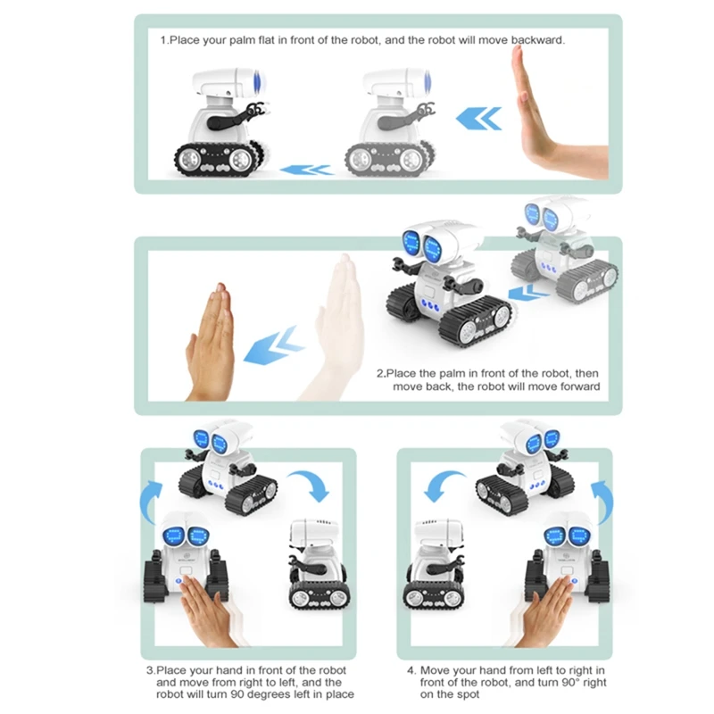 ألعاب روبوت RC مع وظيفة جهاز اتصال لاسلكي ، استشعار الإيماءات ، برمجة الحركة ، الرقص واللمعان ، عيون LED ، هدية للأطفال