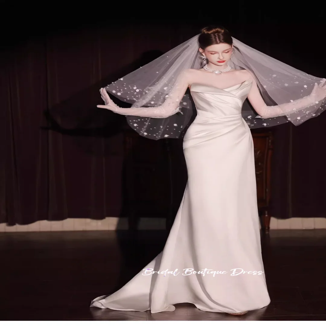 

Customized Exquisite sweetheat Satin Lace Women's Wedding Dresses Princess Ball Gown Wedding Dresses Vestido De Noiva Train