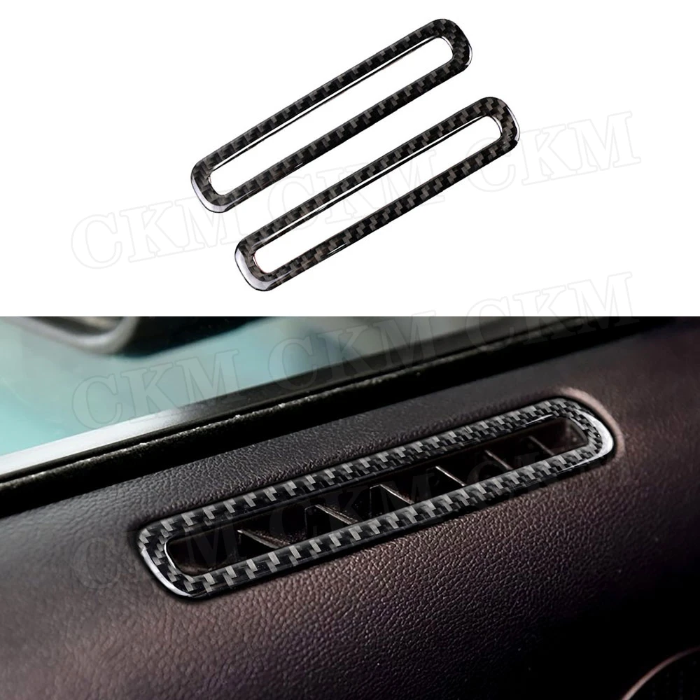 

Carbon Fiber Interior Trims Side Air Conditioner Door Outlet Cover Frames Stickers For Ford Mustang 2015 -2019