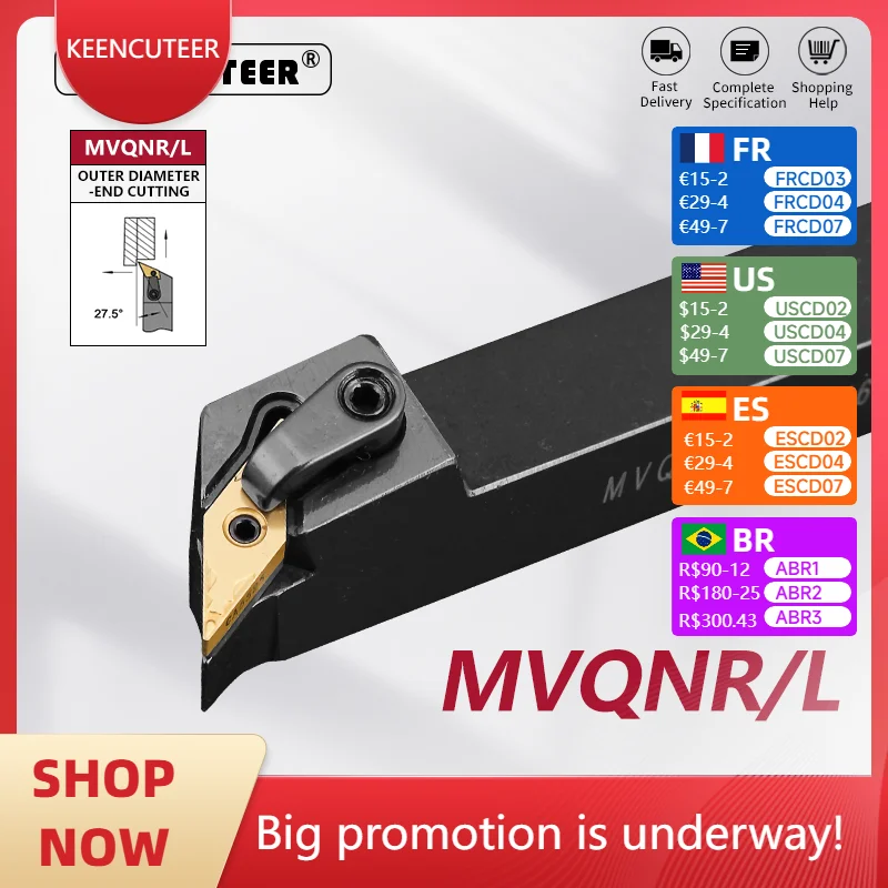 

MVQNL1616 MVQNR2020 MVQNR2525 MVQNR3232 External Turning Tool MVQNR MVQNL Lathe Bar Turning Holder CNC Cutting Tool Cutter Bar