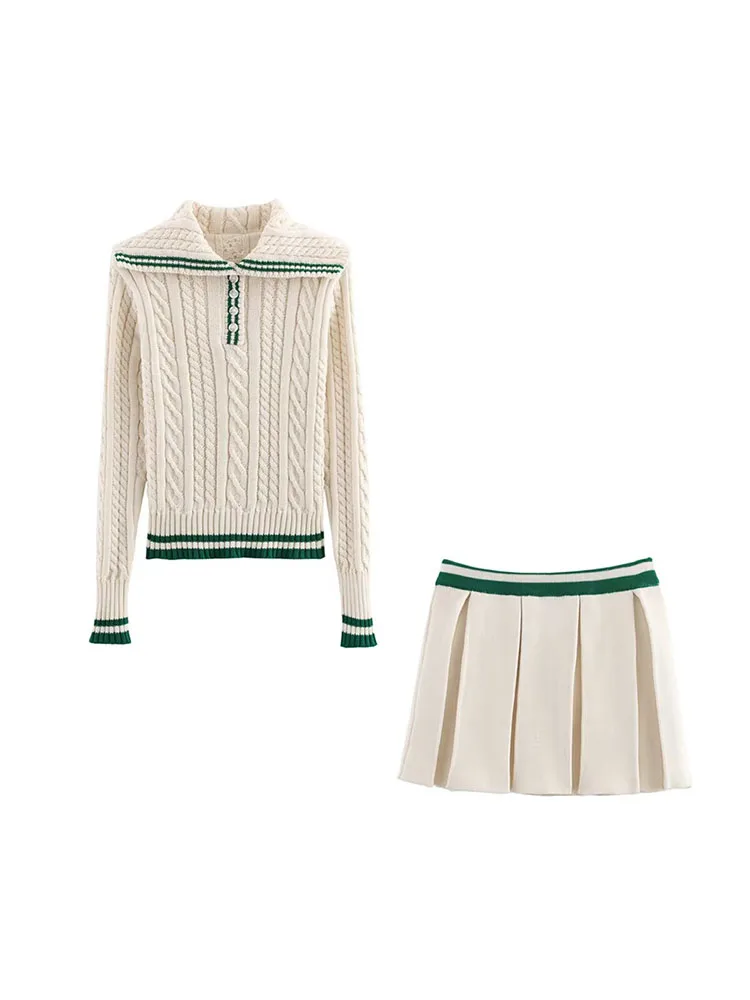 Ensemble 2 pièces pour femmes, pull tricoté doux et Mini jupes, à la mode, élégant, deux costumes de rue, été 2025