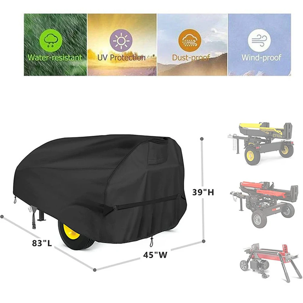 Log Splitting Machine Protective Cover 420D Oxford Fabric Features Ventilation Holes and Secure Adjustable Fit