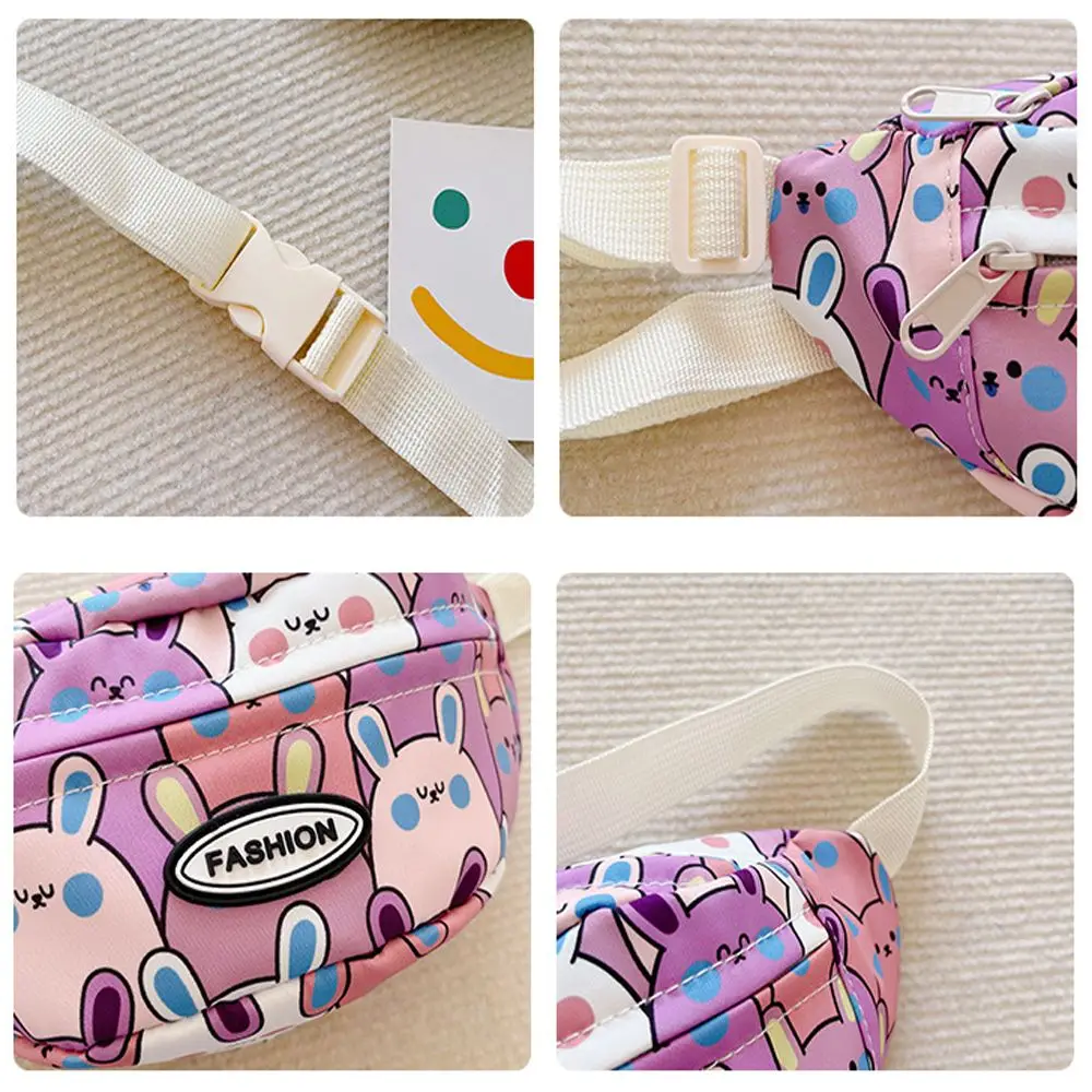 High Quality Cartoon Rabbit Print Children Waist Bag Adjustable Belt Durable Children Shoulder Bag Casual Children Crossbody Bag