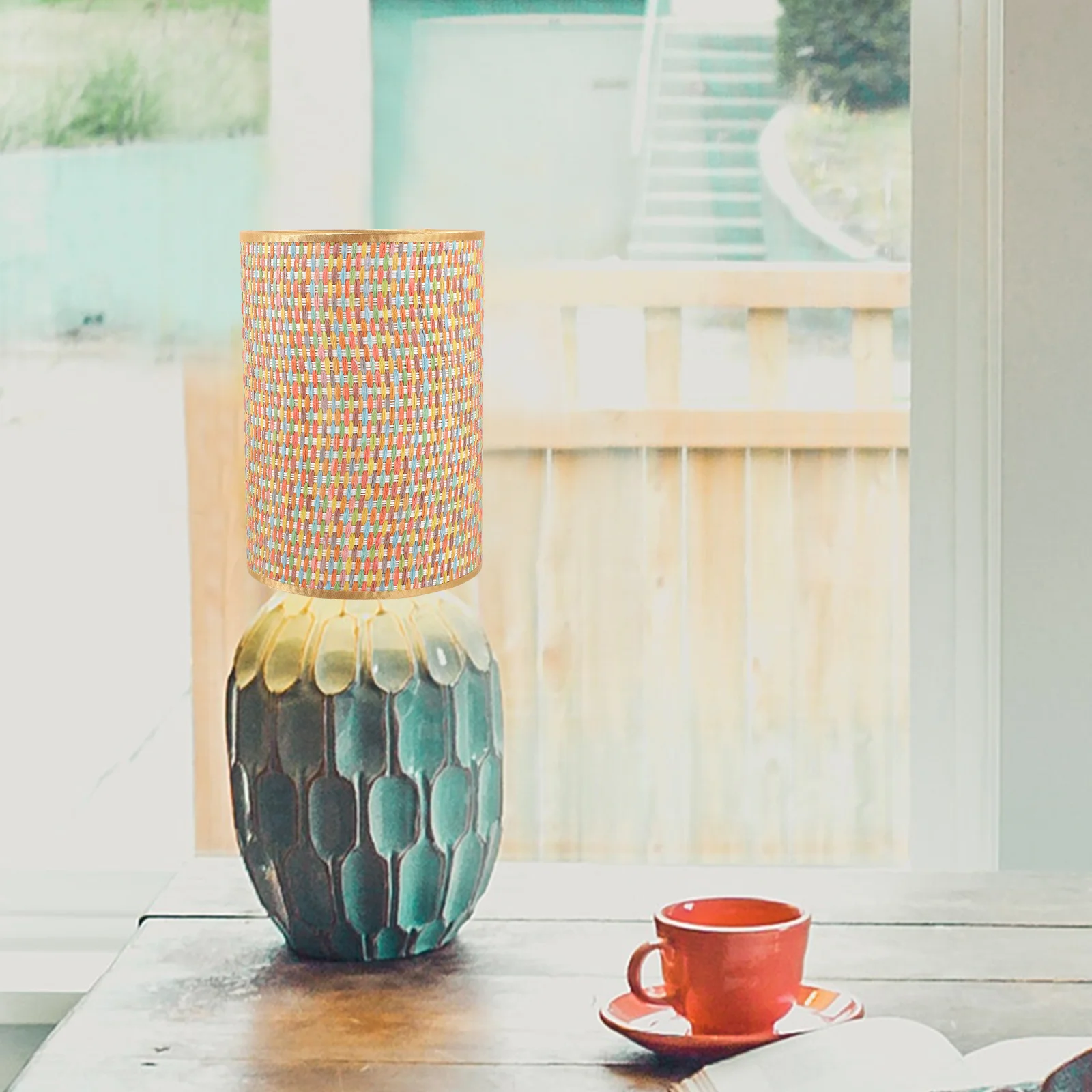 

Colorful Woven Lamp Shade Rustic Table Lampshade Replacement for Home Living Room Desktop Light Cover Rustic Lamp Shade