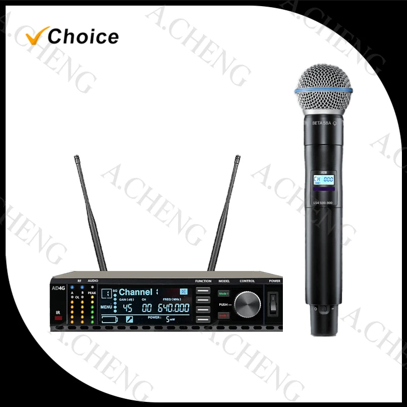 A.CHENG AD4G B58 Professional Wireless Microphone UH Long-Distance Reception, Excellent Performance and Excellent Quality