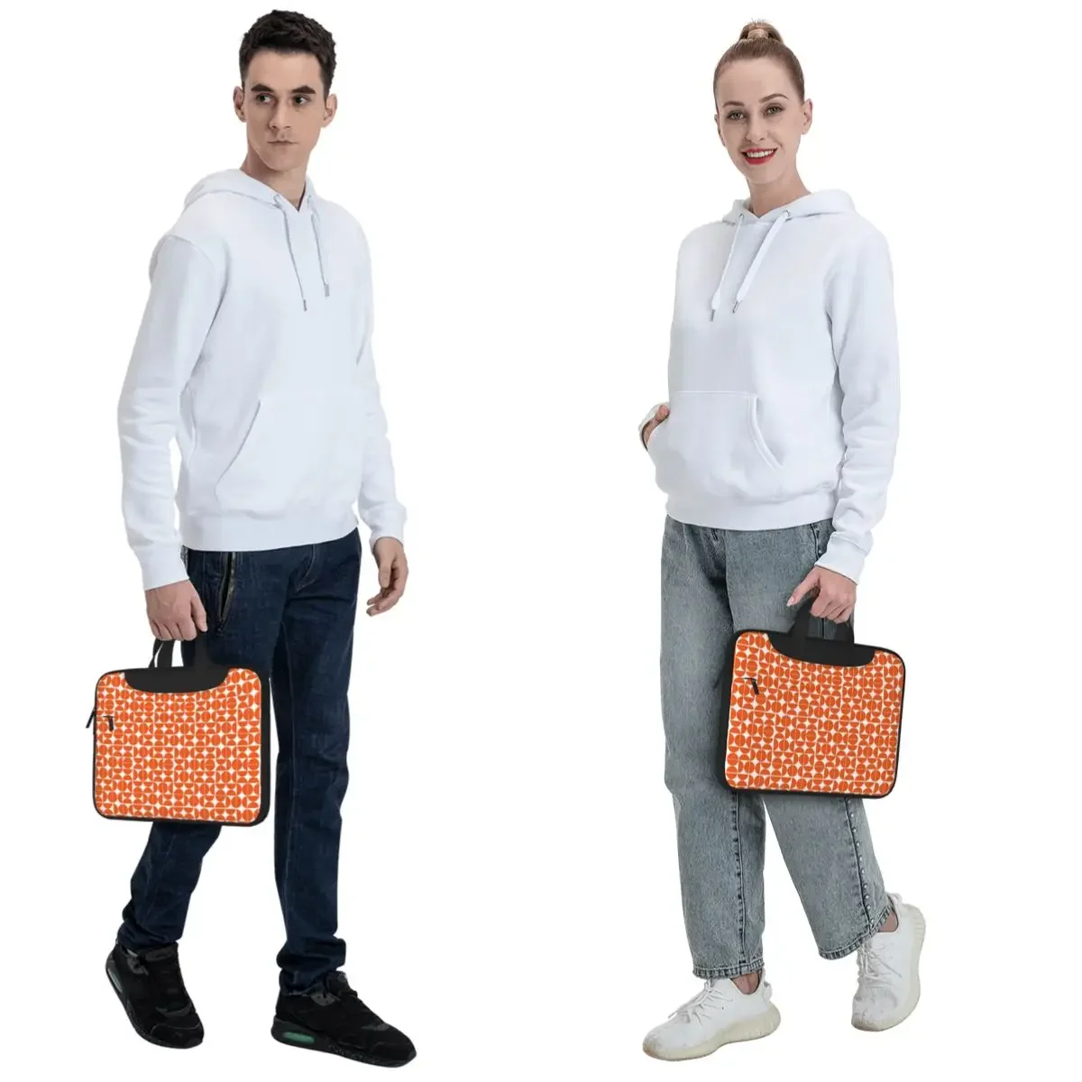 Mid Century Modern Geometric 04 Orange Crossbody Laptop Bag Case Computer Bag 13 14 15.6 Inch Notebook Pouch for Lenovo