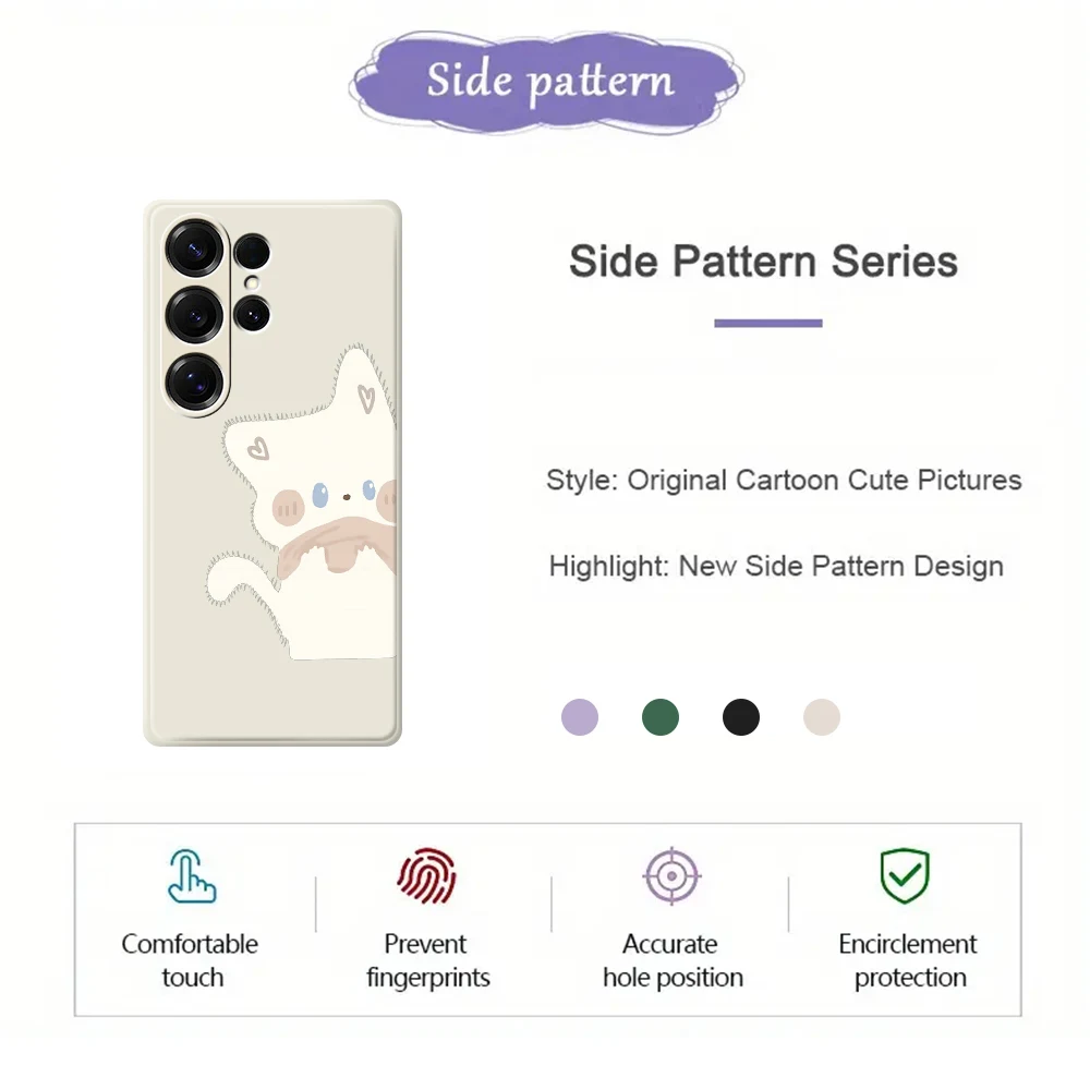 Чехол для телефона Cute White Cat для Samsung Galaxy S25 S24 S23 S22 S21 S20 Ultra Plus S10 S20 FE S21FE S23FE S24 FE 5G Чехол из ТПУ Coque
