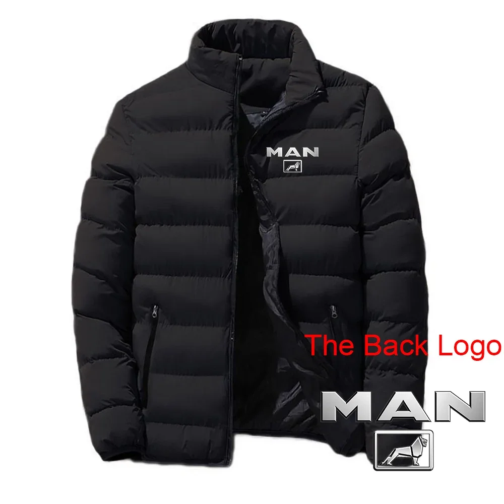 

2024 New Men Truck Man Car Logo Stand Collar Autumn And Winter Jacket Cotton Coat Thick Warm Solid Color Fashion Streetwear Tops