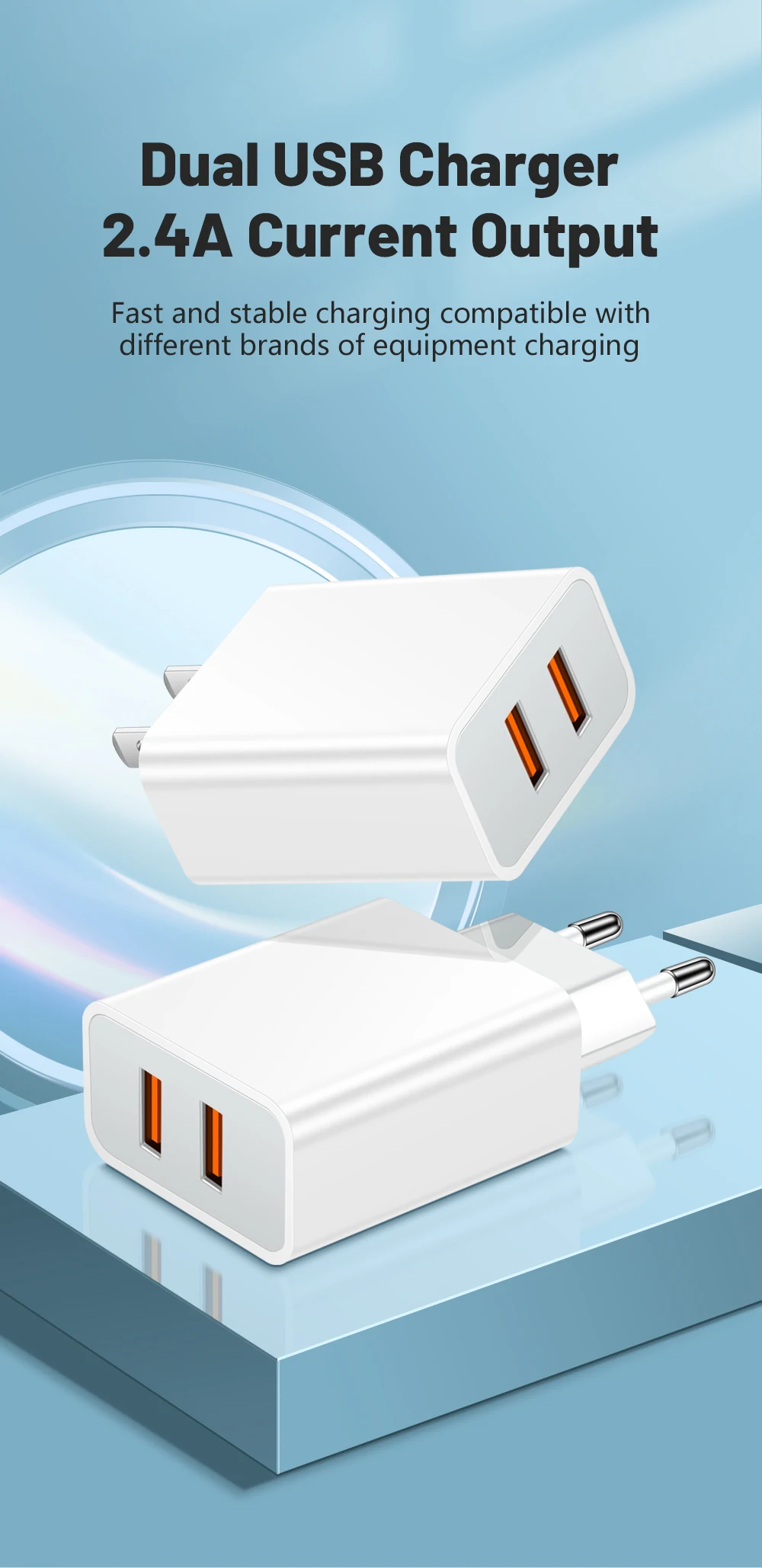 2 Ports Dual USB Charger Fast Charging Mobile Phone Charger Adapter QC3.0 For Samsung Xiaomi Huawei EU/US/UK Plug Wall Adapter