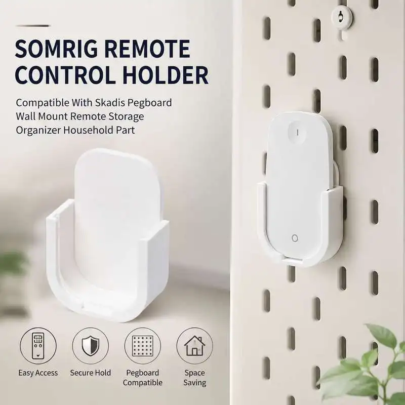 SOMRIG Remote Control Holder Compatible With Skadis Pegboard Wall Mount Remote Storage Organizer Household Part