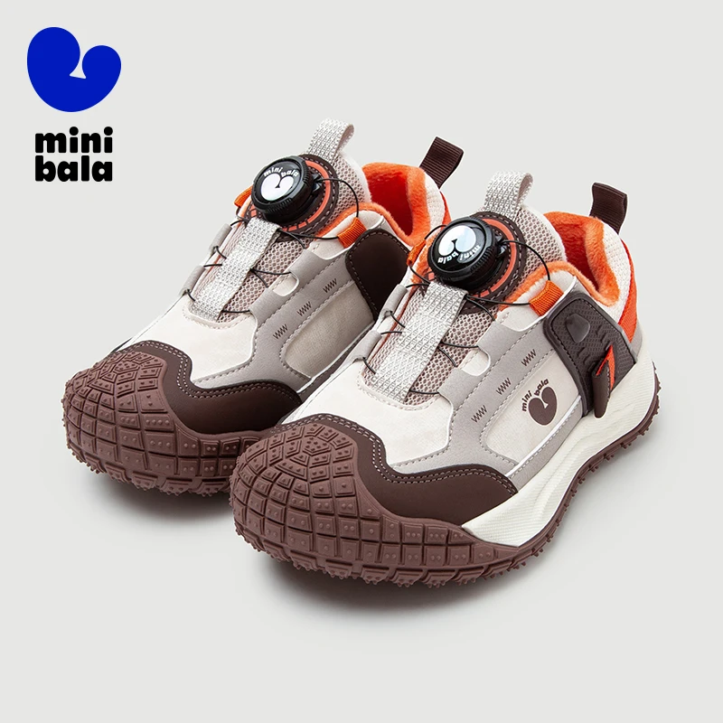 

Mini Bala Sports Shoes Boys and Girls 2025 Winter New Warm Fleece Non-Slip Rubber Sole Baby Shoes No Laces