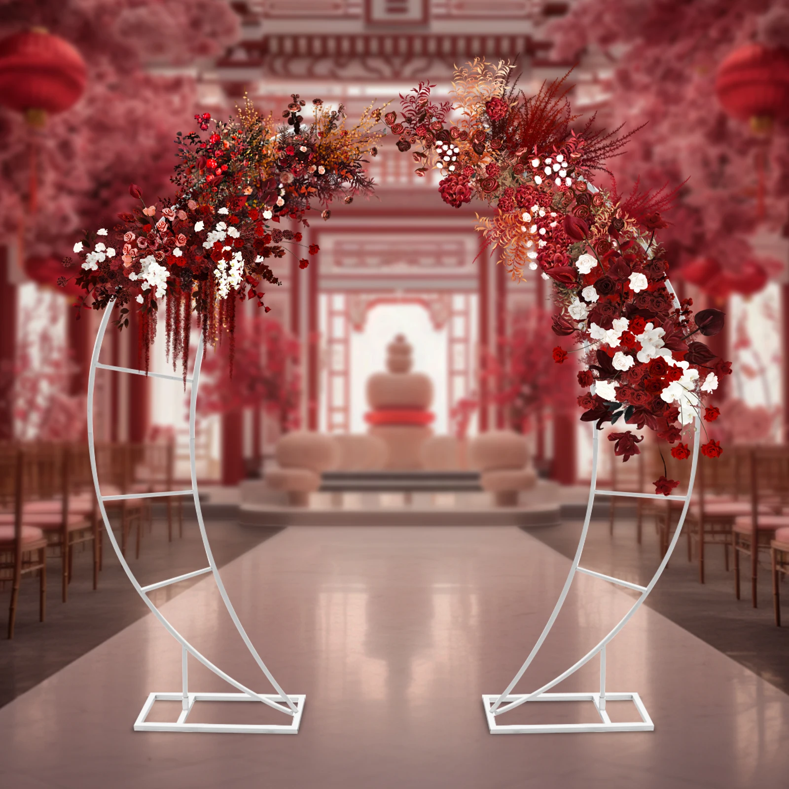 2 * حوامل زفاف من الفولاذ الكربوني، ثبات جيد، متعة DIY لحفلات الزفاف، وحفلات أعياد الميلاد، وحفلات الافتتاح باللون الأبيض