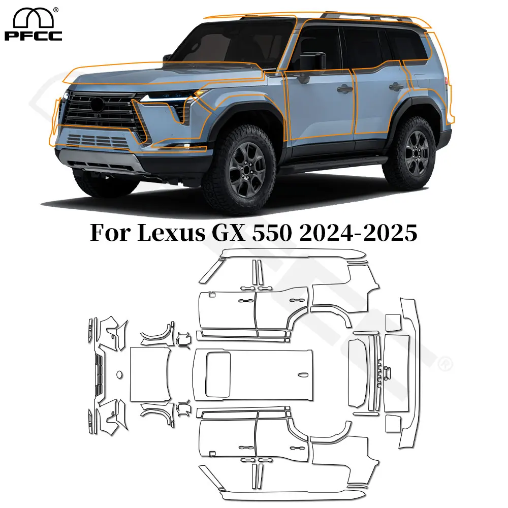 

Для Lexus GX550 Luxury Premium Over 2024 2025 Защитная пленка для краски из ТПУ против царапин, прозрачный бюстгальтер для кузова автомобиля, предварительно вырезанный, устойчивый к PPF