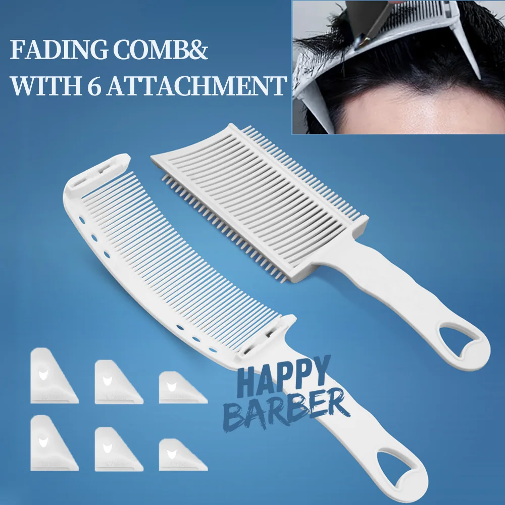 With 6 Accessories Barber Haircut Fade Combs Men Flat Top Hair Cutting Comb Salon Professional Hairdressing Positioning Comb